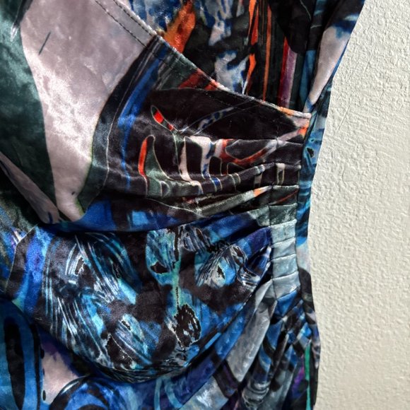 JOSEPH RIBKOFF Blue Multicolor Velvet Dress EUC (4) - Picture 5 of 9